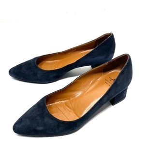 Aquatalia Pasha Suede Pointed Toe Pump Navy 7.5 P45